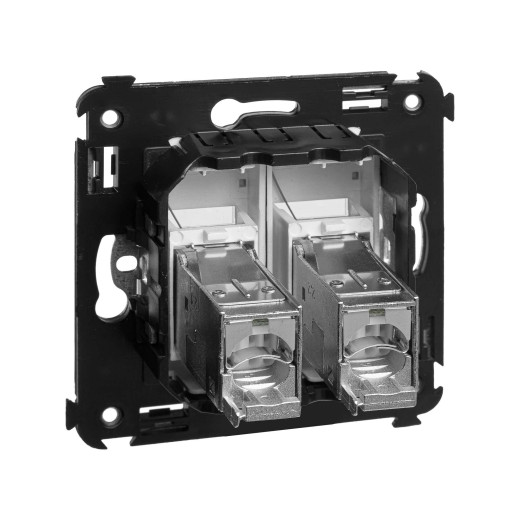 Компьютерная розетка RJ-45 в стену, кат.5e двойная экранированная, Avanti, закаленная сталь