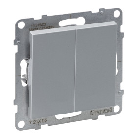 Legrand/Daccord SUNO Алюминий Выключатель двухклавишный 10А 250В. Безвинтовые зажимы..