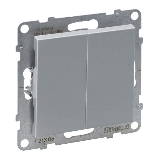 SUNO. Выключатель двухклавишный 10А 250В. Безвинтовые зажимы. Цвет 