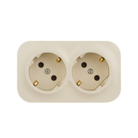 Legrand Quteo IP 20 Слоновая кость Розеточный блок с предварительным подключением 2 x 2К+З с защитными шторками - 16 A - 250 В~.
