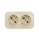 Розеточный блок двойной с заземлением - Legrand Quteo - с предварительным подключением со шторками IP20 16А 250В винтовые зажимы накладной монтаж - слоновая кость