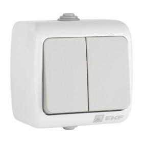 EKF PROxima Мурманск Выключатель 2-клавишный 10А IP54 серый.