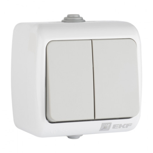 Мурманск Выключатель 2-клавишный 10А IP54 серый EKF