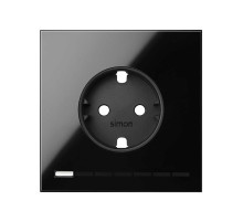 Simon S100 Черный глянец Накладка моноблок розетки Simon iO Schuko