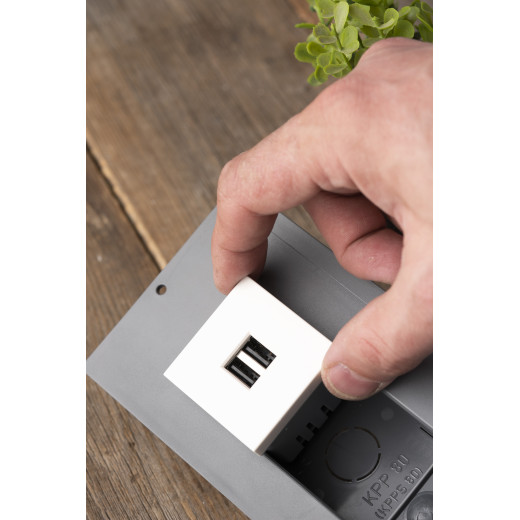 Розетка USB A+A, 2.1А, 2 гнезда, без индикатора EKF