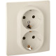 Розетка двойная с заземлением - Legrand/Daccord Inspiria - со шторками в сборе 16А 250В винтовые зажимы - слоновая кость