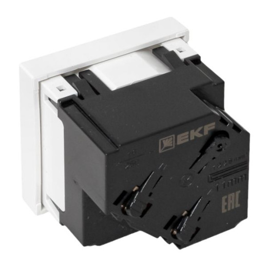 Розетка 45x45 с зазем. 45 градусов, быстрозажимные клеммы, белая EKF
