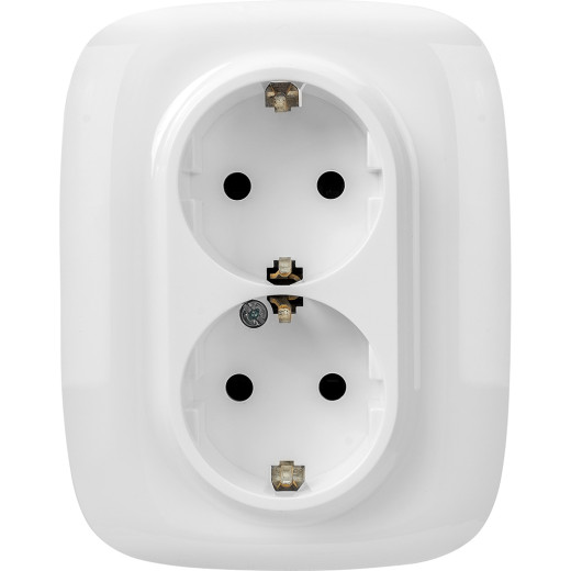 Valena ALLURE.Силовая розетка двойная 2х2К+З 16А 250В с лицевой панелью.С защитными шторками.Безвинтовые зажимы.Белая