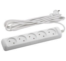ЭРА Удлинитель электрический  U-5-3m-2x1 без заземления 5 розеток 3м ПВС 2x1мм2 10А