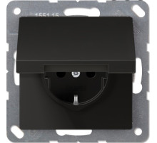 JUNG EcoProfi Черный матовый Розетка с/з с крышкой, автозажим