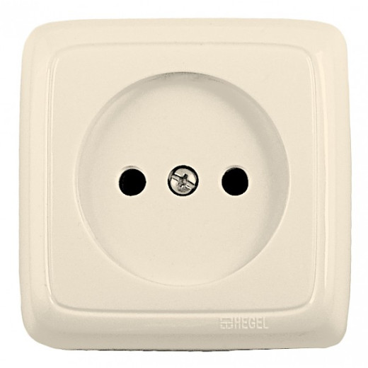 РА16-103-01 Розетка открытой установки, одноместная, с изолирующей пластиной, цвет слоновая кость