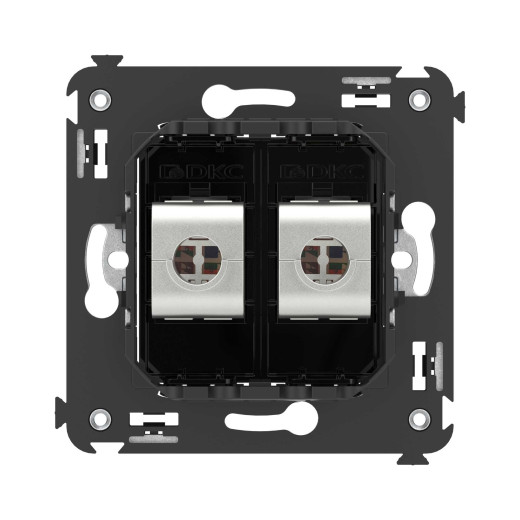 Компьютерная розетка RJ-45 без шторки в стену, кат.5e двойная экранированная, Avanti, черный квадрат
