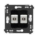 Компьютерная розетка RJ-45 без шторки в стену, кат.5e двойная экранированная, Avanti, черный квадрат