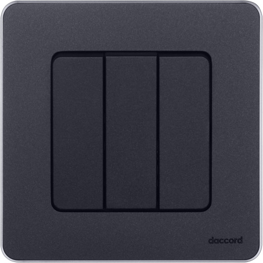 Выключатель трёхклавишный - Legrand/Daccord Inspiria - 10АХ 250В винтовые зажимы - антрацит