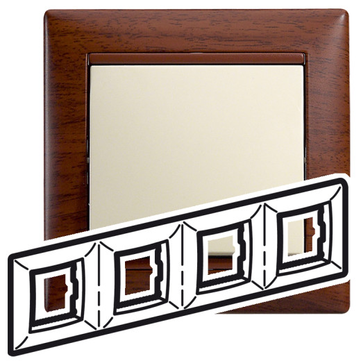 Рамка 4 поста - Legrand Valena - тонированное дерево