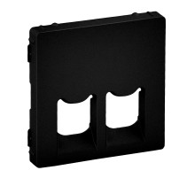 Legrand Valena LIFE Black. Лицевая панель для двойных телефонных/информационных розеток. Антрацит..
