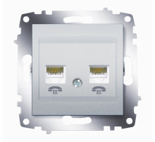 ABB Cosmo Алюминий Розетка TF 2-ая (RJ 11 + RJ 11)