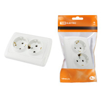 TDM Розетка двойная 2П+3 16А 250В белая 