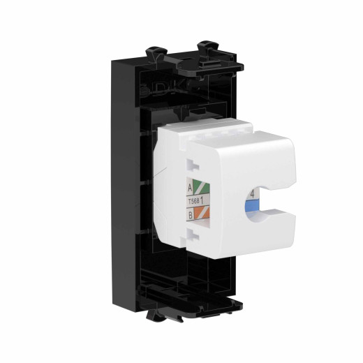 Телефонная розетка RJ-12 без шторки модульная, Avanti, черный квадрат, 1 модуль