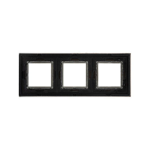 Рамка из натурального стекла 3 поста (6 мод.),  Avanti, черная