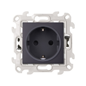 Simon 24 Графит Розетка 2К+3 с защитными шторками Push&Go
