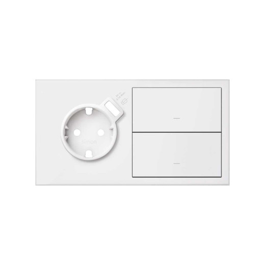 Simon 100 Белый матовый  Кит 2 поста, фронт. Накладка на 1 розетку Schuko с з/у USB SC + 2 клавиши выключателей
