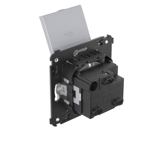 Розетка с крышкой в стену, 2P+E, с з/ш, Avanti, закаленная сталь