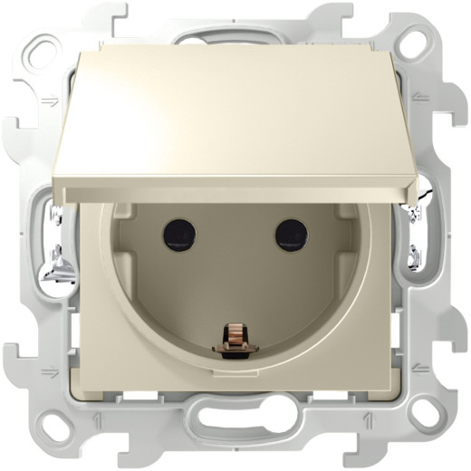 Розетка 2К+3 IP44 с крышкой  и защитными шторками Push&Go , сл.кость