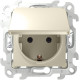 Розетка 2К+3 IP44 с крышкой  и защитными шторками Push&Go , сл.кость