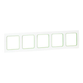 EKF Стокгольм Рамка 5-местная белая с линией цвета зеленый.