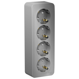 Systeme Electric Blanca наруж Алюминий Розетка 4-ая с/з со шторками 16А, 250В, изолир. пластина