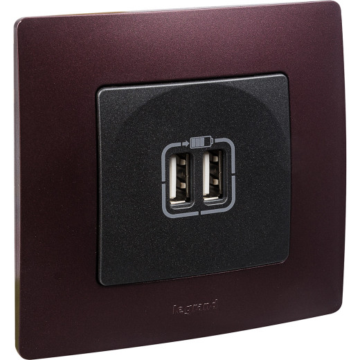 Зарядное устройство USB тип А / тип А - Legrand Etika - 3000мА 15Вт - антрацит