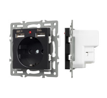 Arlight Механизм розетки с USB зарядкой SCT-MUAA-PL-BK (250V, 16A) (-)