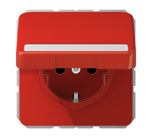 JUNG Штепсельная розетка SCHUKO 16A 250V~ с полем для надписи и крышкой, красная