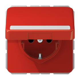 JUNG Штепсельная розетка SCHUKO 16A 250V~ с полем для надписи и крышкой, красная