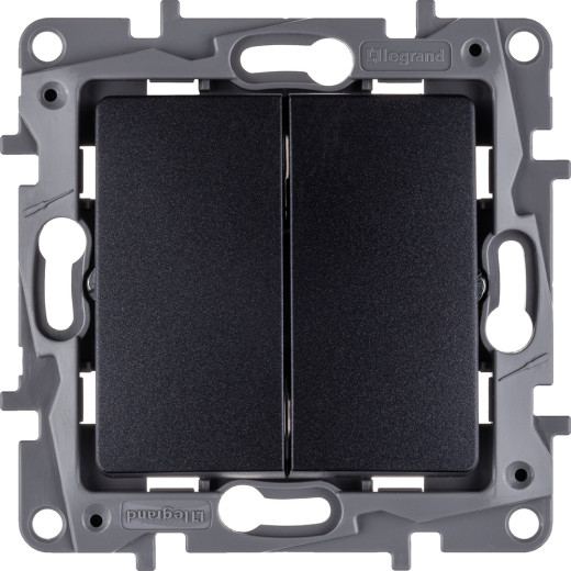 Выключатель двухклавишный - Legrand Etika - 10А 250В безвинтовые зажимы - антрацит