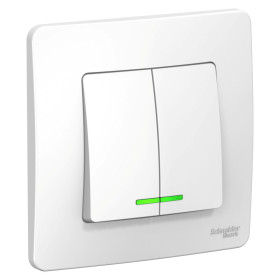 Systeme Electric Blanca внутр Бел Выключатель 2-клавишный с подсветкой, 10А, 250B