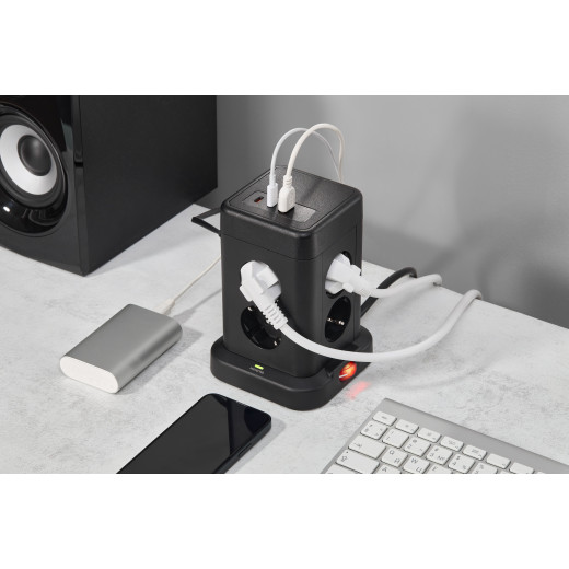 DOMINIC Удлинитель У08K 1,5м 3х1мм2 USB A+C 20Вт чер IEK