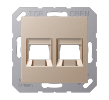 JUNG Kрышка для 2-х разъемов без видимого винта подпружиненная шторка термопласт шампань