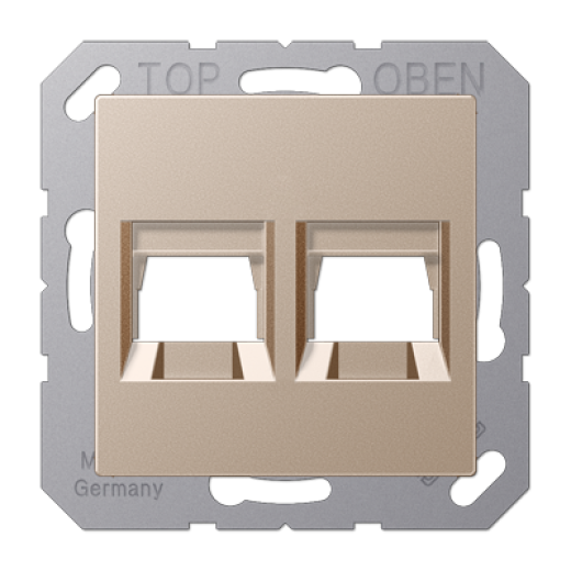 Kрышка для 2-х разъемов, без видимого винта, подпружиненная шторка, термопласт, шампань