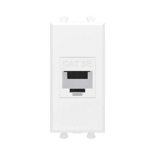 Компьютерная розетка RJ-45 без шторки модульная, кат.5е, Avanti, белое облако, 1 модуль