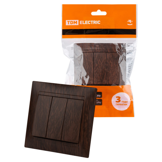 Выключатель 3-х кл. 10А венге 