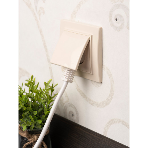 Розетка 1-местная СП с/з Минск с крышкой 16А бежевая с защ. штор. EKF