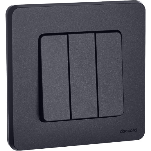 Выключатель трёхклавишный - Legrand/Daccord Inspiria - 10АХ 250В винтовые зажимы - антрацит