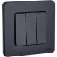 Выключатель трёхклавишный - Legrand/Daccord Inspiria - 10АХ 250В винтовые зажимы - антрацит