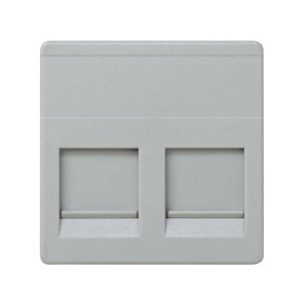 Simon 27 Мех Серый Адаптер прям.подкл. под 2 RJ-кон.(keystone), широкий, с защ.шторкой