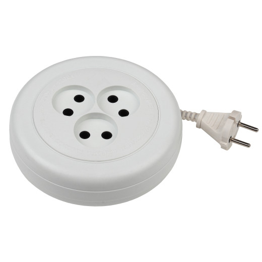 Удлинитель электрический ЭРА  UR(6)-3-5m рулетка без заземления 3 розетки 5м ШВВП 2x0,75мм2 6А