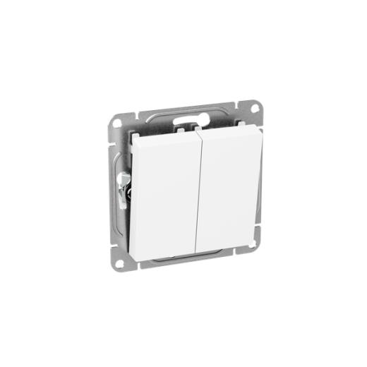 Механизм выключателя, двухклавишный, проходной, белый Эпика EKF