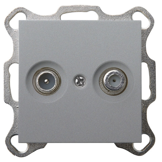 G Алюминий Розетка TV+FM проходная