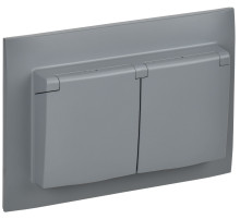 IEK SKANDY Серый Розетка 2-ая с/з с крышкой 16А в сборе IP44 SK-R12Gr